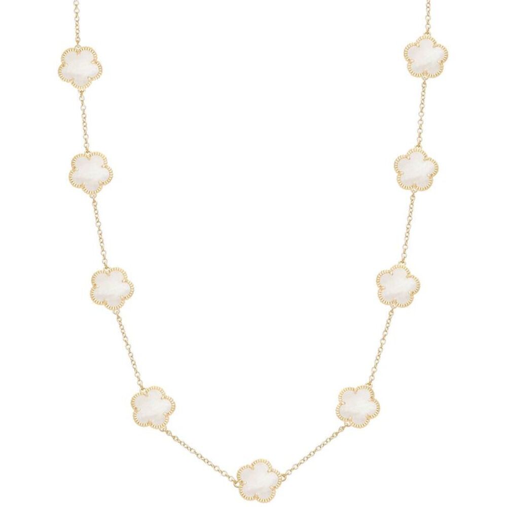 Jankuo Flower 14K Plated Mother Of Pearl Station Necklace